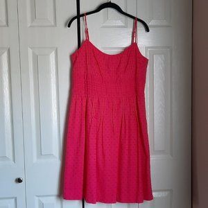 NWT HP⭐ Ann Taylor Petite Eyelet Lace Fuchsia Hot Pink Sundress Size 10P